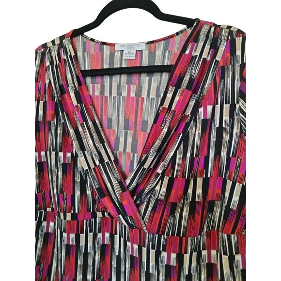 Liz Claiborne Woman Colorful Crossover V-Neck Short Sleeve Blouse Size 2X - Picture 4 of 6
